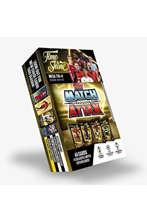 Topps Match Attax 24-25 UEFA Metal Kutulu Futbolcu Kartları Mega Tin Box - 48 Kart (Sarı Kutulu)