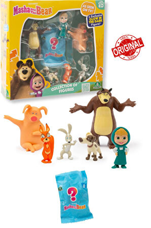 Masha ve Koca Ayı 6lı Figür Set ve 1 Sürpriz Figür