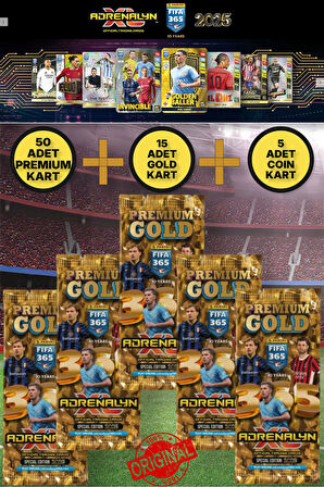 Panini Adrenalyn Fifa 365 - 2025 Premium Gold Card - Özel Futbolcu Kartları - 5 PAKET
