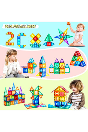 Magnescape Magnetic Tiles Mıknatıslı 3D Yapı Oyuncağı Seti - 54 Parça