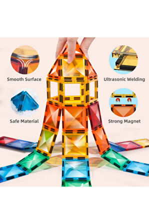 Magnescape Magnetic Tiles Mıknatıslı 3D Yapı Oyuncağı Seti - 54 Parça