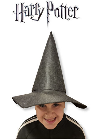 Harry Potter Gryffindor   Figür Kostüm Aksesuarı Çocuk Boy Şapka Keçe Kumaş Düz Siyah Renk 6 Yaş +