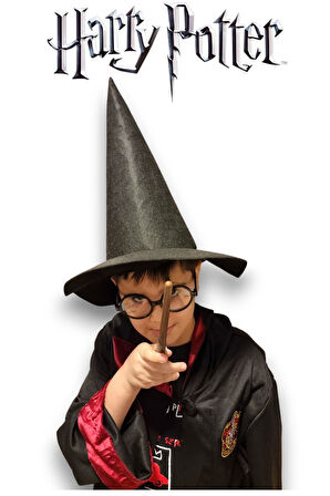 Harry Potter Gryffindor   Figür Kostüm Aksesuarı Çocuk Boy Şapka Keçe Kumaş Düz Siyah Renk 6 Yaş +