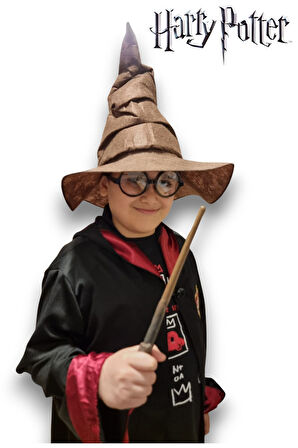 Harry Potter Figür Kostüm Aksesuarı Çocuk Boy Şapka Keçe Kumaş Kıvrımlı Kahverengi 6 Yaş +