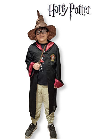 Harry Potter Figür Kostüm Aksesuarı Çocuk Boy Şapka Keçe Kumaş Kıvrımlı Kahverengi 6 Yaş +