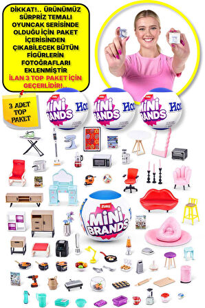 Mini Brands Mini Home Ev   Eşyası Sürpriz   Fügürleri   Top Paket - 3 ADET