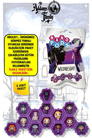 WIB The Addams Family - Addams Ailesi Wednesday Nano Pods Blind Bag Sürpriz Figür -  2 ADET