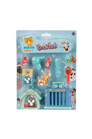 Mini Köpek Bakımı Seti Aksesuarlı 10 Parçalı - Kahverengi Köpek