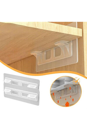 Kuvvetli Yapışkanlı Şeffaf Raf Tutacağı Ayağı 16 lı Destek Aparatı