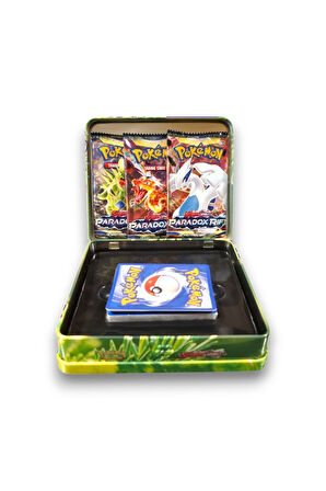 Pokemon Scarlet &Violet Paldean Fates Tin Box TCG Metal Kutulu Lisanssız Pokemon Kart Seti - MODEL2