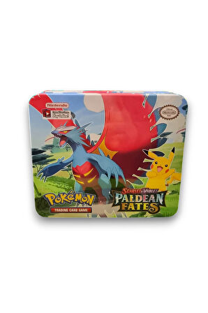 Pokemon Scarlet &Violet Paldean Fates Tin Box TCG Metal Kutulu Lisanssız Pokemon Kart Seti