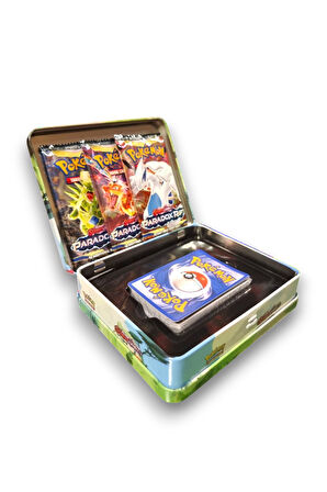 Pokemon Scarlet &Violet Paldean Fates Tin Box TCG Metal Kutulu Lisanssız Pokemon Kart Seti