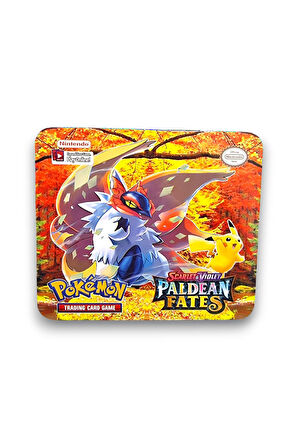 Pokemon Scarlet &Violet Paldean Fates Tin Box TCG Metal Kutulu Pokemon Kart Seti - MODEL4