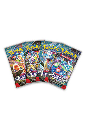 Pokemon Oyun Kartı TCG Scarlet & Violet Stellar Crown Lisanssız Booster Pack - 4 Paket (40  KART)