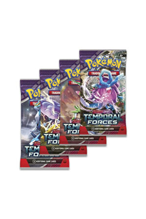 Pokemon Oyun Kartı TCG Scarlet & Violet Temporal Forces Lisanssız Booster Pack - 4 Paket (40 KART)