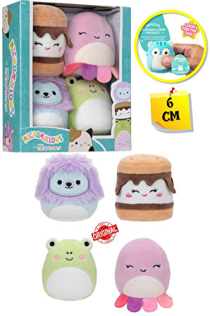 Micromallows Squishmallows Mini Yumuşak Peluş Oyuncak 4 lü Figür Seti - 6 CM - MODEL - 1