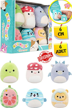 Micromallows Squishmallows Mini Yumuşak Peluş Oyuncak 6 lı Figür Seti - 6 CM - MODEL - 2