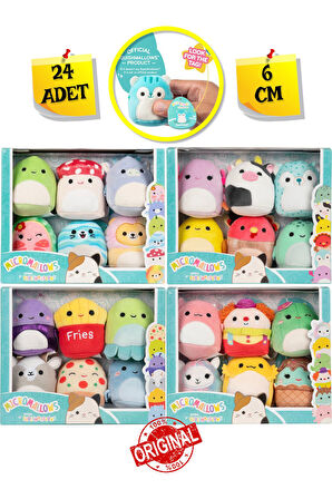 Micromallows Squishmallows Mini Yumuşak Peluş Oyuncak 24 lü Figür Seti - 6 CM