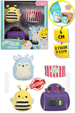 Micromallows Squishmallows Mini Yumuşak Peluş Oyuncak 2 Figür + 2 Aksesuar Figür Seti - 6 CM - MOD-1