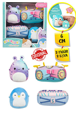 Micromallows Squishmallows Mini Yumuşak Peluş Oyuncak 2 Figür + 2 Aksesuar Figür Seti - 6 CM - MOD-2