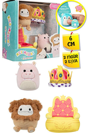 Micromallows Squishmallows Mini Yumuşak Peluş Oyuncak 2 Figür + 2 Aksesuar Figür Seti - 6 CM - MOD-4