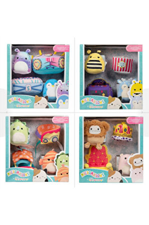 Micromallows Squishmallows Mini Yumuşak Peluş Oyuncak 8 Figür + 8 Aksesuar Figür Seti - 6 CM