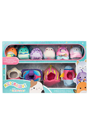 Micromallows Squishmallows Mini Peluş Oyuncak 6 Figür + 4 Aks. + 4 Giysi Figür Seti - 6 CM - MOD-1