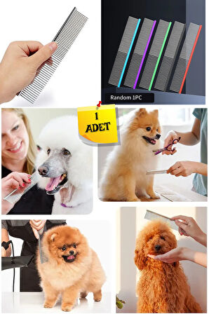 1 - ADET Parlak Renkli Metal Köpek Kedi Tarağı - 19 CM