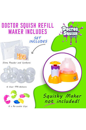 Doctor Squishy - Squishy Neon Pack Refill - Yedek Neonlu Squishy Paketi - 10 Balon Klips
