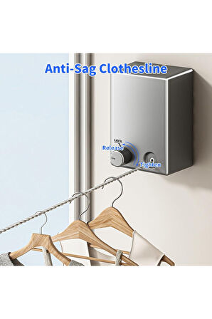 Makaralı Geri Çekilip Toplanan ve Açılabilen Teleskopik Çamaşır Kurutma Askısı Çamaşır İpi - 4.2 MT