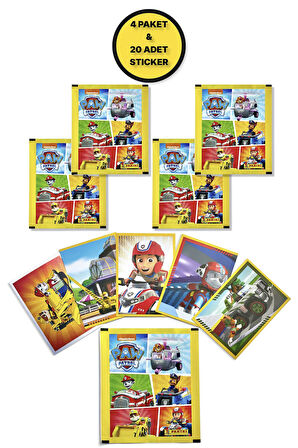 Sarı Seri Panini Paw Patrol Sticker Çıkartma - 4 Paket ( 20 Adet Sticker )