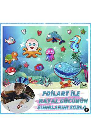 FOILART Peel & Press Yapışkanlı Renkli Basklı Folyo Sanatı 1 li Okyanus Temalı Set
