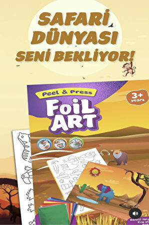 FOILART Peel & Press Yapışkanlı Renkli Basklı Folyo Sanatı 1 li Safari Temalı Set