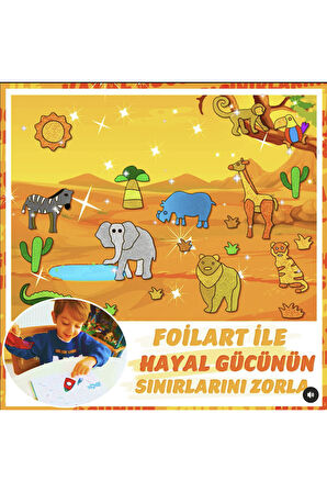 FOILART Peel & Press Yapışkanlı Renkli Basklı Folyo Sanatı 1 li Safari Temalı Set