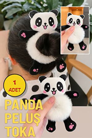 1 ADET - Sevimli Pelüş Panda Figürlü Saç Tokası | Yumuşacık & Şirin Tasarım - 1 ADET