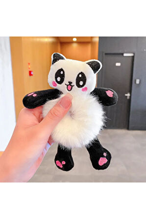 1 ADET - Sevimli Pelüş Panda Figürlü Saç Tokası | Yumuşacık & Şirin Tasarım - 1 ADET