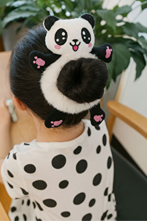 1 ADET - Sevimli Pelüş Panda Figürlü Saç Tokası | Yumuşacık & Şirin Tasarım - 1 ADET