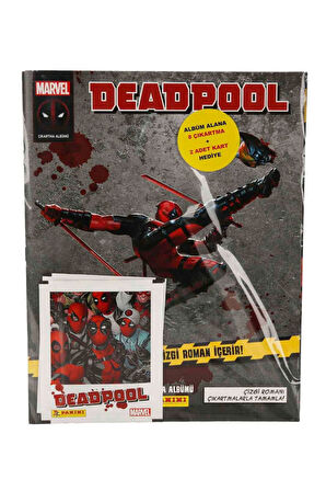 Marvel Deadpool Çıkartma Albümü + Özel Mini Çizgi Roman | Panini Lisanslı Ürün ( 8 STICKER 2 KART)