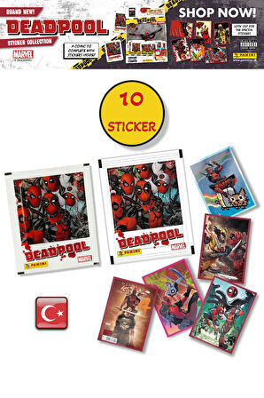 2 PAKET - Marvel Deadpool Çıkartma Paketi | Panini Lisanslı Ürün ( 10 STICKER )