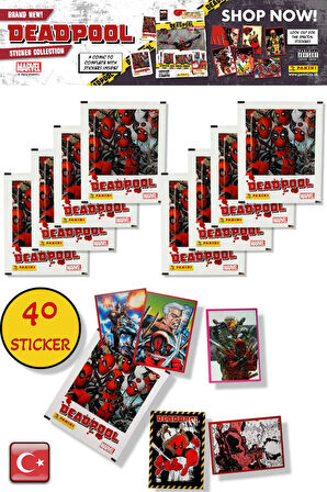 8 PAKET - Marvel Deadpool Çıkartma Paketi | Panini Lisanslı Ürün ( 40 STICKER )