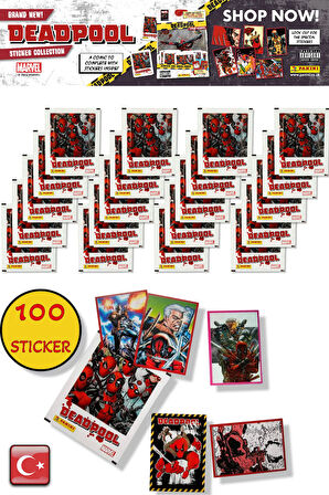 20 PAKET - Marvel Deadpool Çıkartma Paketi | Panini Lisanslı Ürün ( 100 STICKER )