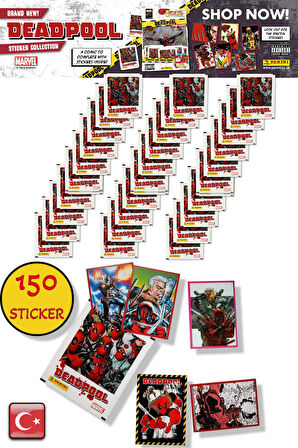 30 PAKET - Marvel Deadpool Çıkartma Paketi | Panini Lisanslı Ürün ( 150 STICKER )