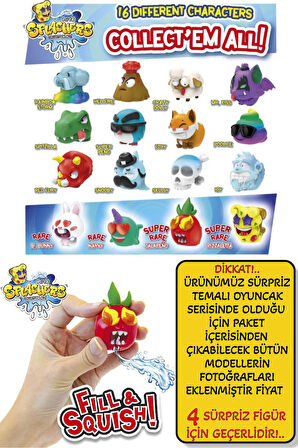 4 ADET Sürpriz Splashers Fill & Squish! Sıkımlık Stress Giderici Yumuşak Mini Su Tabancası