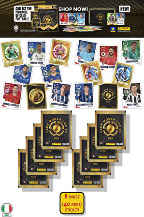 8 PAKET (40 STICKER) Panini America Club World Cup 2025 Albüm Major Futbol Klüplerler Dünya Kupası