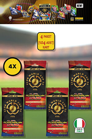 Panini Club World Cup 25 Fat Pack Futbolcu Kartları - 4’lü Paket (104 Kart)