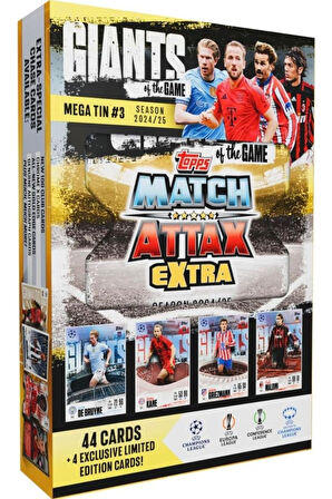Match Attax Extra - Metal Kutulu Futbolcu Kartı Mega Tin 3 Giants Of The Game