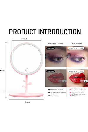 LED Işıklı Makyaj Aynası - 3 Işık Modu, Dokunmatik ve Şarjlı, Taşınabilir