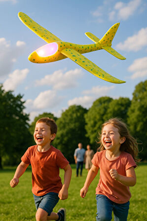 LED’li Işıklı Köpük Dev Fırlatma Uçak – 45 CM – Tekli Sarı Model