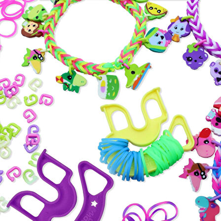 Rainbow Loom 2100 Lastikli 60 Mini Figürlü Bileklik Yapma Seti