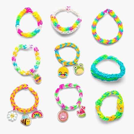 Rainbow Loom Mega Mighty Set 2400 Lastik, 8 Charm, Mega Tezgah, Bileklik Yapım Kiti